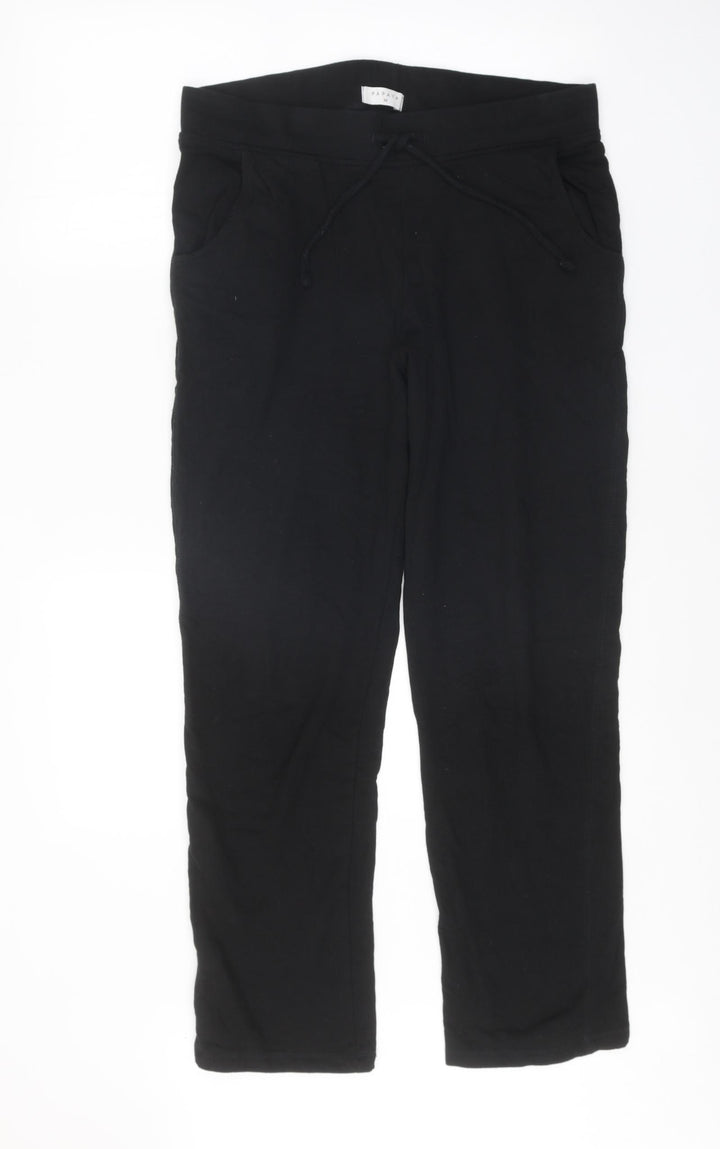 Papaya Womens Black Cotton Trousers Size M Regular Tie