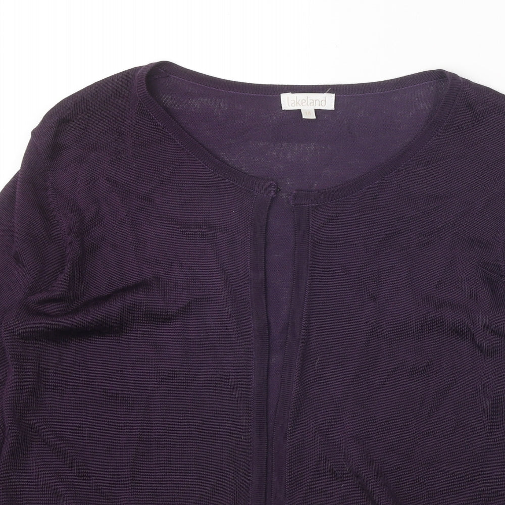 Lakeland Womens Purple Round Neck Ramie Cardigan Jumper Size 14