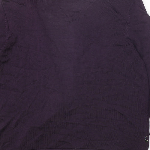 Lakeland Womens Purple Round Neck Ramie Cardigan Jumper Size 14