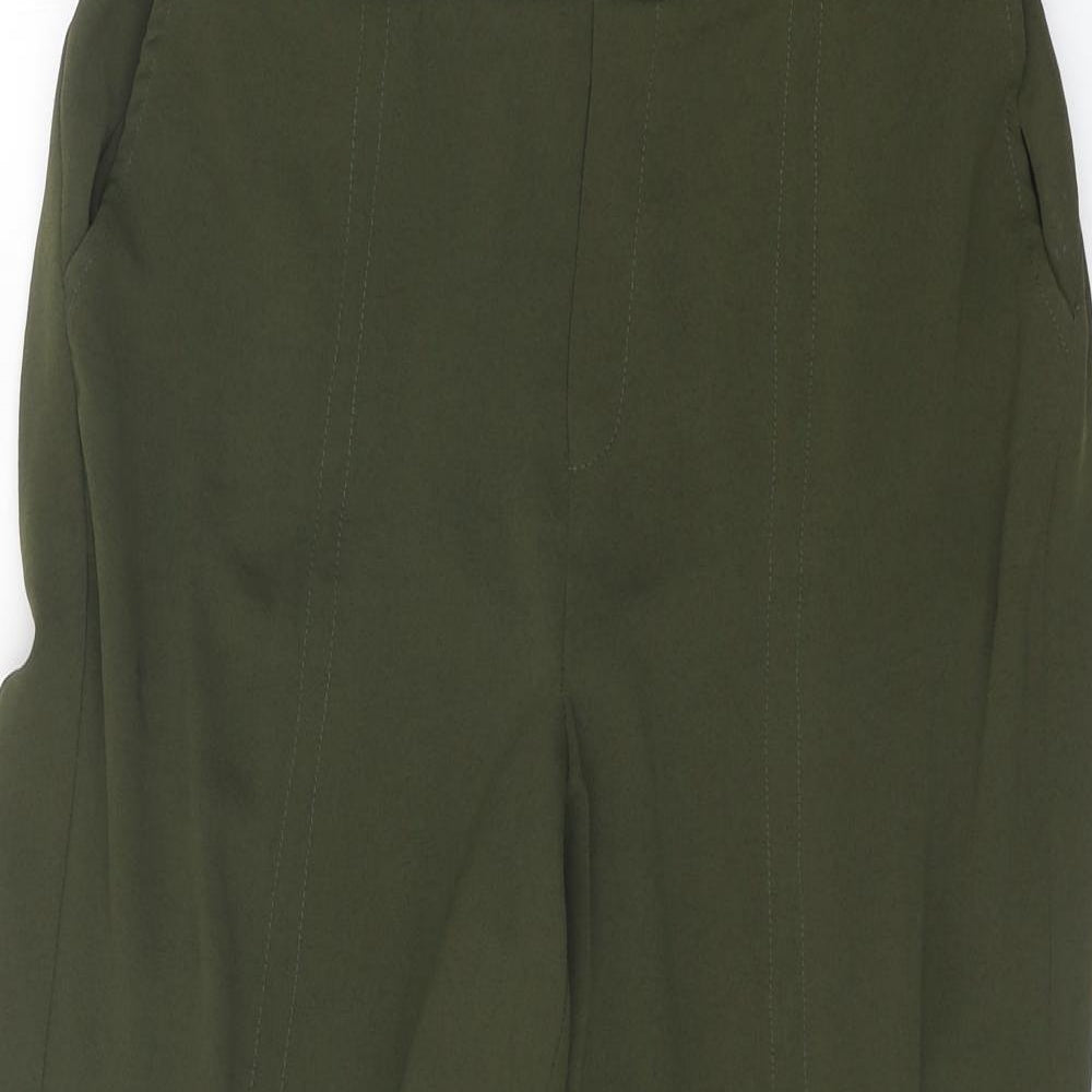 Kzell Womens Green Polyester Trousers Size M Regular Drawstring