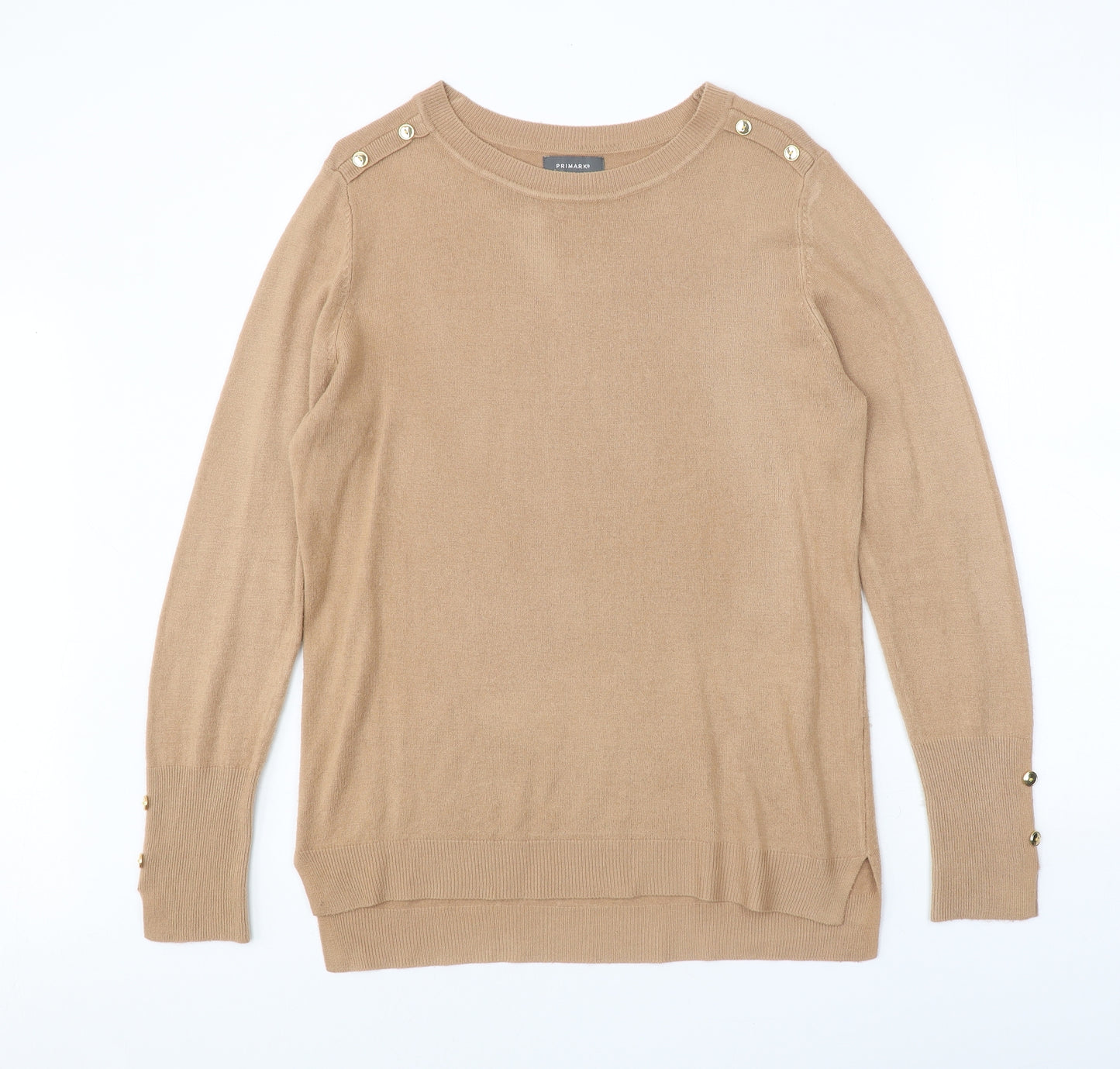 Primark Womens Beige Round Neck Acrylic Pullover Jumper Size 12