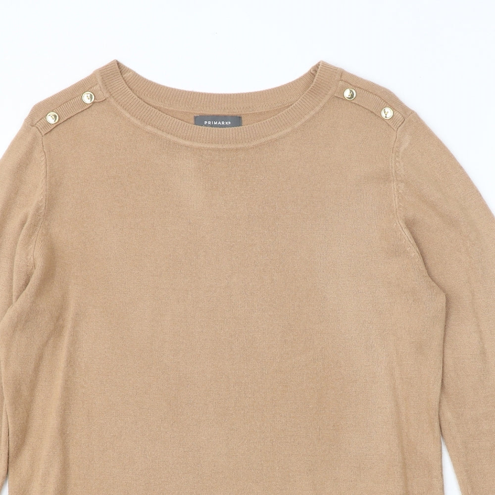 Primark Womens Beige Round Neck Acrylic Pullover Jumper Size 12