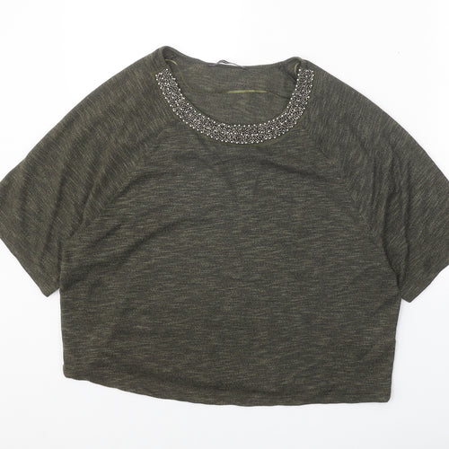 Atmosphere Womens Green Viscose Basic T-Shirt Size 10 Round Neck