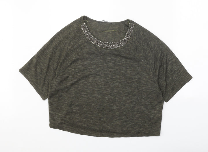 Atmosphere Womens Green Viscose Basic T-Shirt Size 10 Round Neck