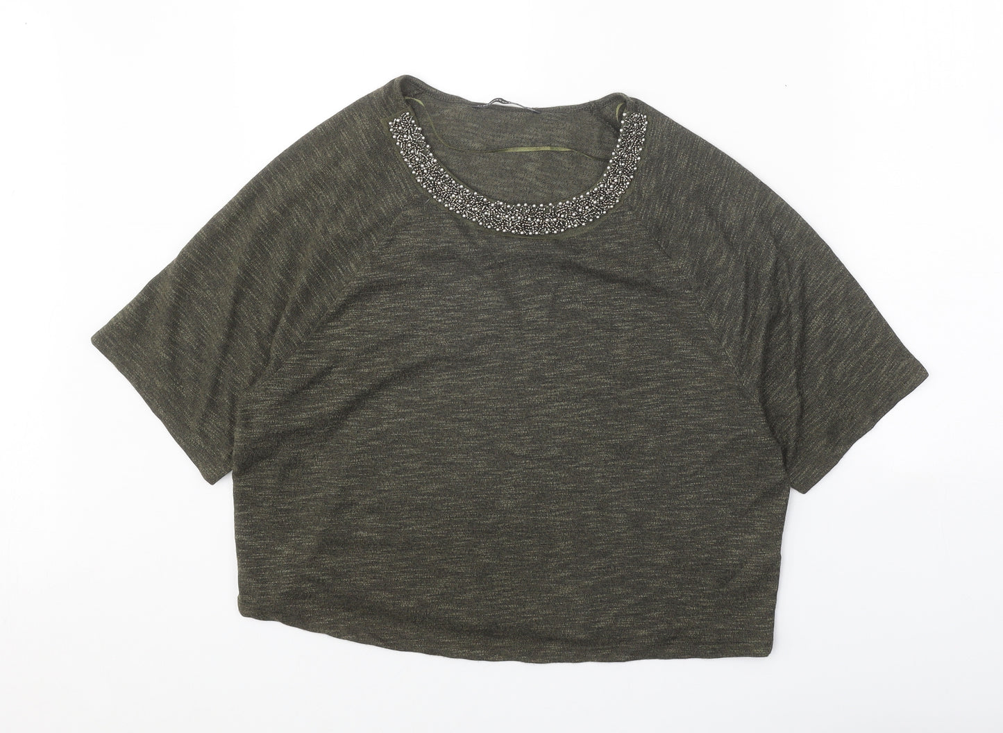 Atmosphere Womens Green Viscose Basic T-Shirt Size 10 Round Neck