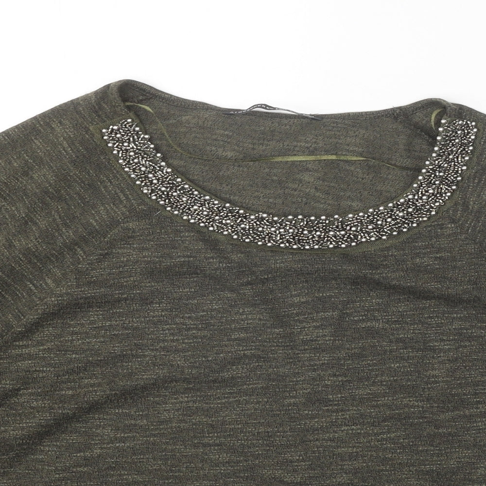 Atmosphere Womens Green Viscose Basic T-Shirt Size 10 Round Neck