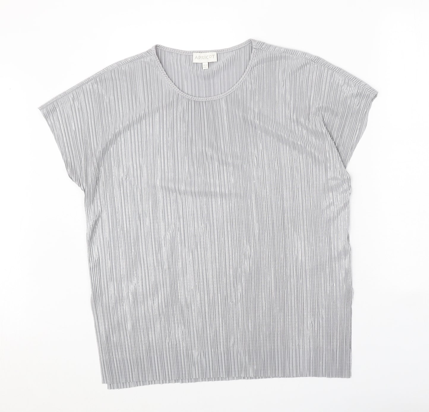 Apricot Womens Silver Polyester Basic T-Shirt Size 14 Round Neck
