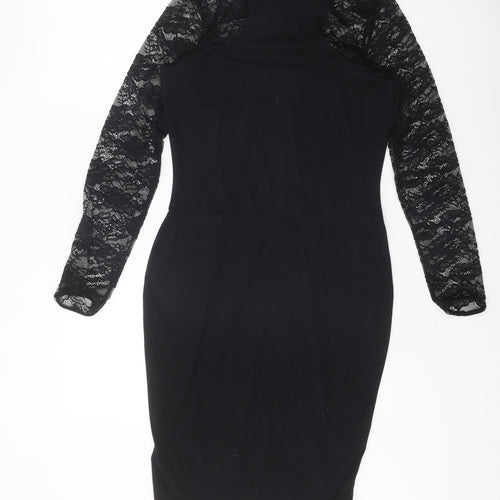 H&M Womens Black Cotton Bodycon Size M Round Neck Pullover