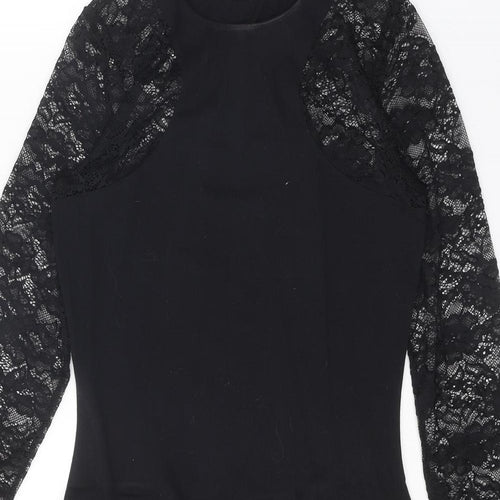 H&M Womens Black Cotton Bodycon Size M Round Neck Pullover