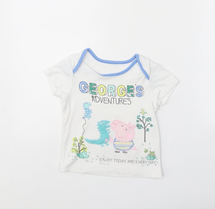 Nutmeg Baby White 100% Cotton Pullover T-Shirt Size 18-24 Months Boat Neck Pullover - Peppa Pig