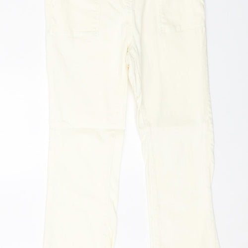 Papaya Womens Ivory Cotton Straight Jeans Size 10 Regular Zip