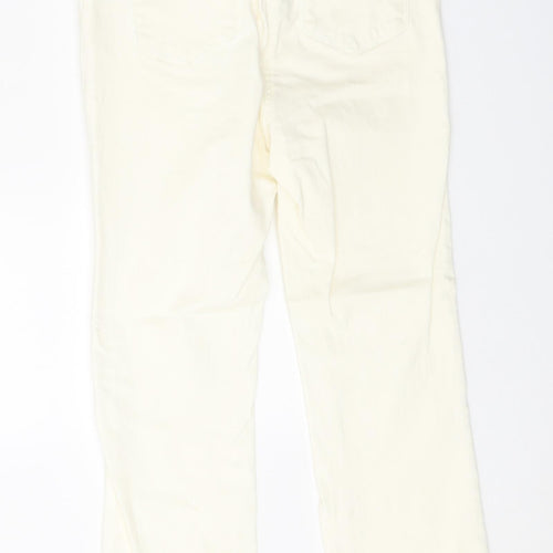 Papaya Womens Ivory Cotton Straight Jeans Size 10 Regular Zip