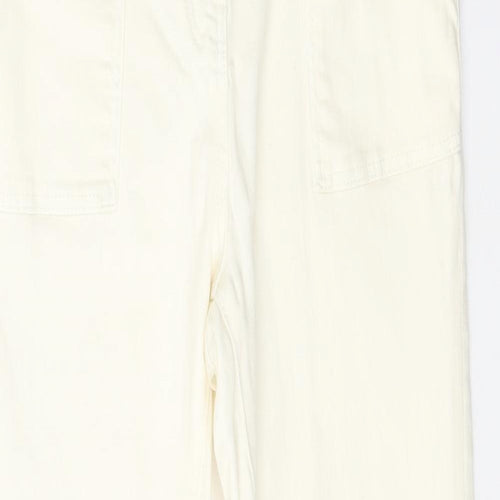 Papaya Womens Ivory Cotton Straight Jeans Size 10 Regular Zip