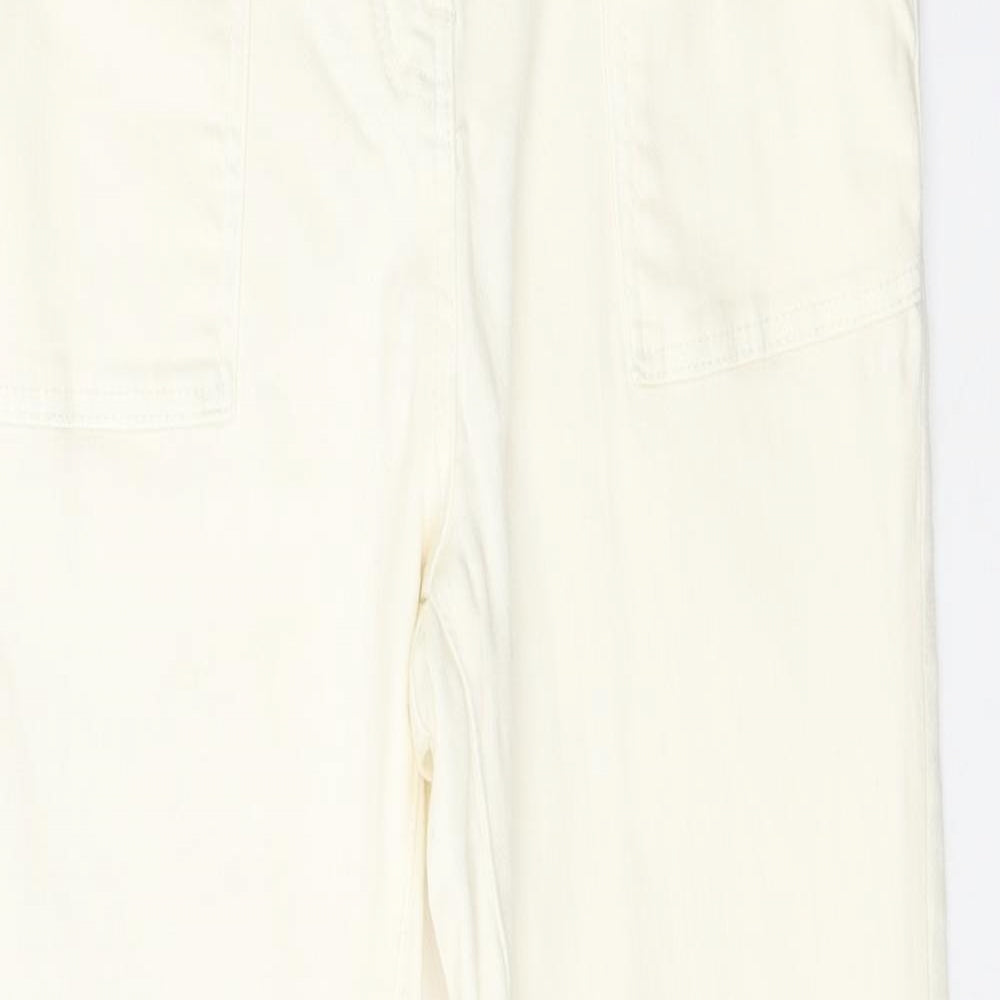 Papaya Womens Ivory Cotton Straight Jeans Size 10 Regular Zip