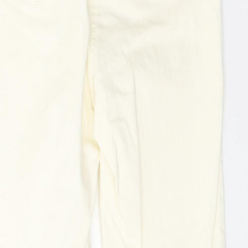 Papaya Womens Ivory Cotton Straight Jeans Size 10 Regular Zip