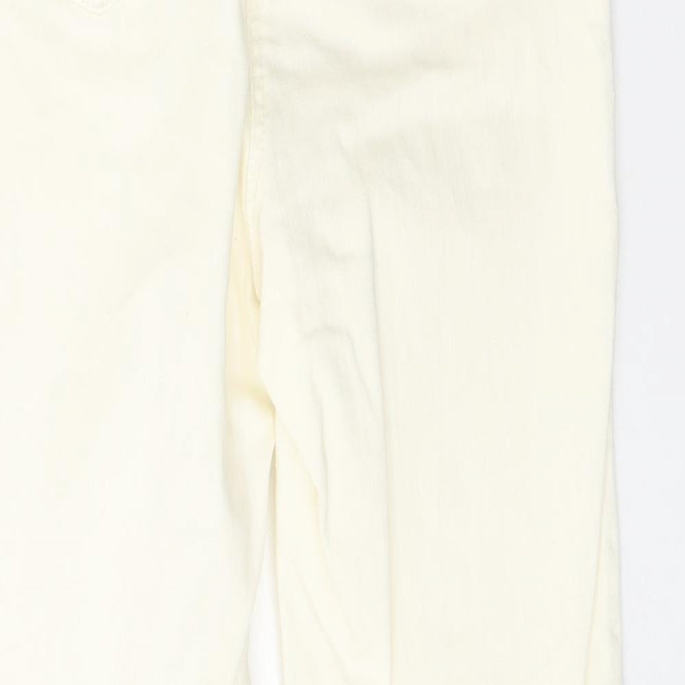 Papaya Womens Ivory Cotton Straight Jeans Size 10 Regular Zip