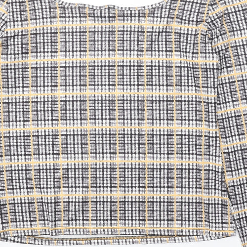 SheIn Womens Black Plaid Polyester Basic Blouse Size XL Square Neck
