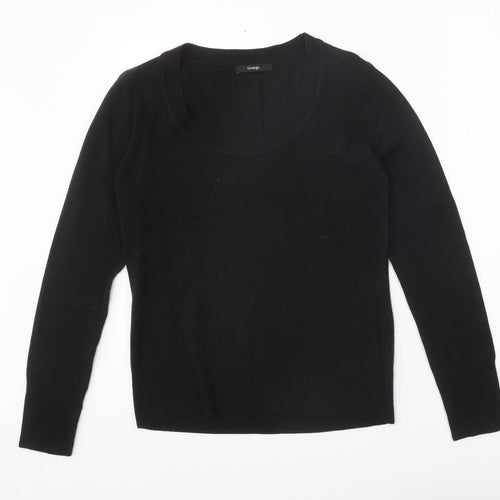 George Womens Black Scoop Neck Acrylic Pullover Jumper Size 16