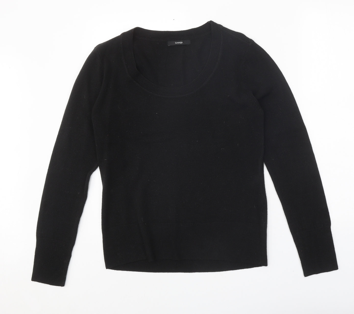 George Womens Black Scoop Neck Acrylic Pullover Jumper Size 16