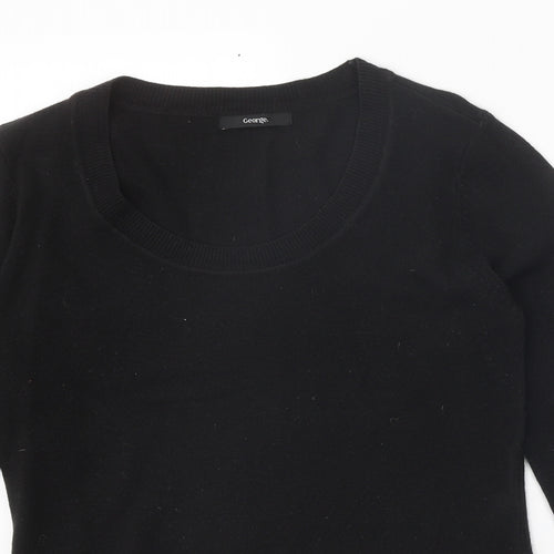 George Womens Black Scoop Neck Acrylic Pullover Jumper Size 16