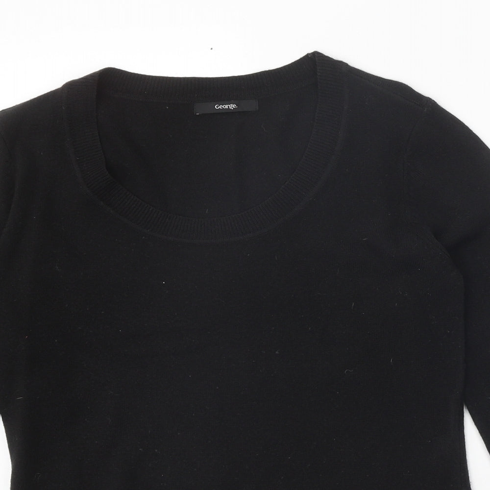 George Womens Black Scoop Neck Acrylic Pullover Jumper Size 16
