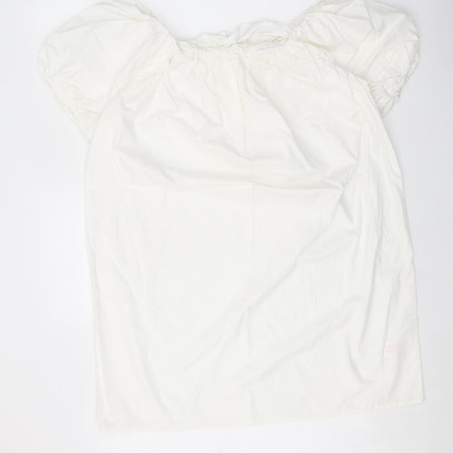 Primark Womens White 100% Cotton A-Line Size 12 Square Neck Pullover