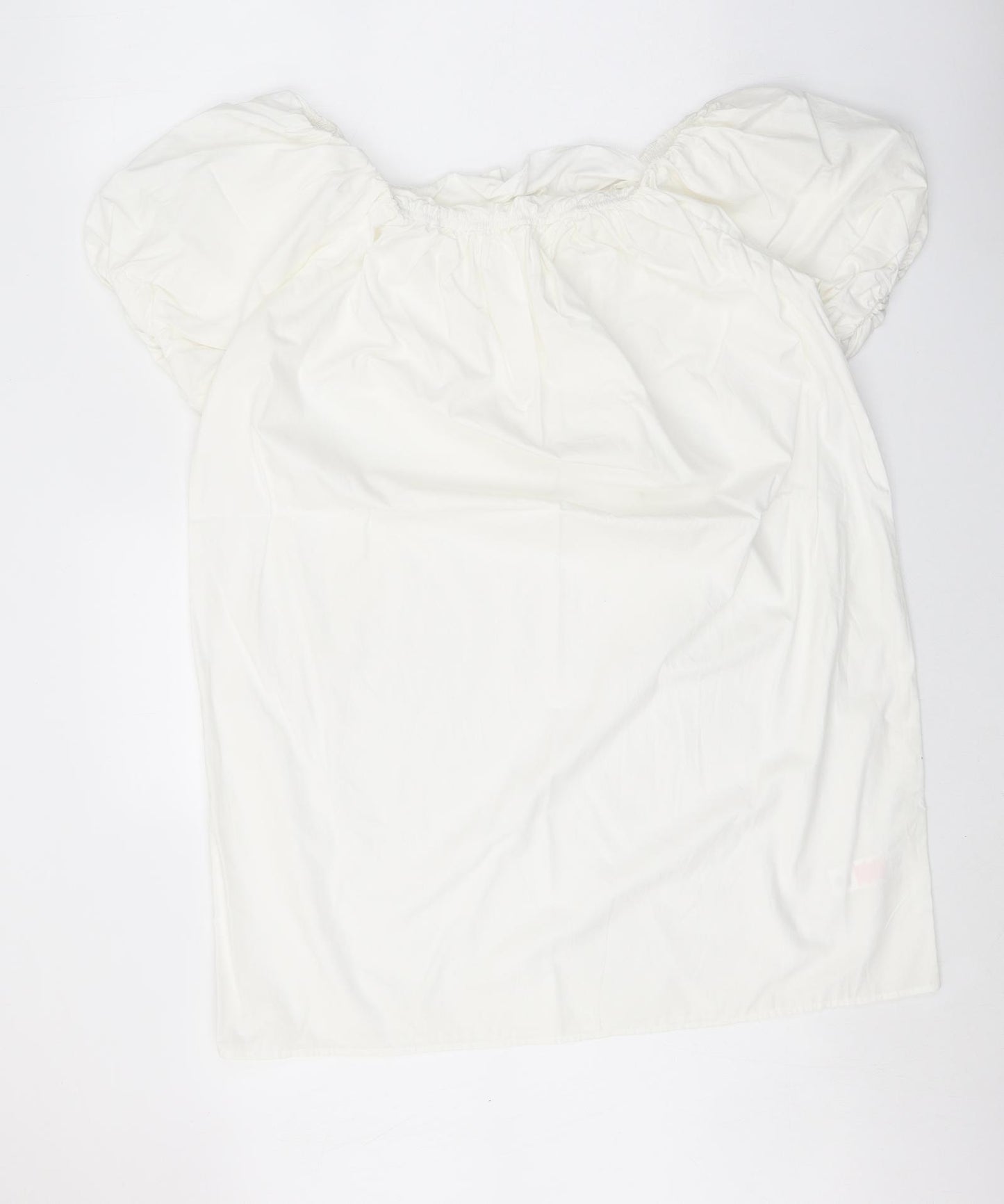 Primark Womens White 100% Cotton A-Line Size 12 Square Neck Pullover