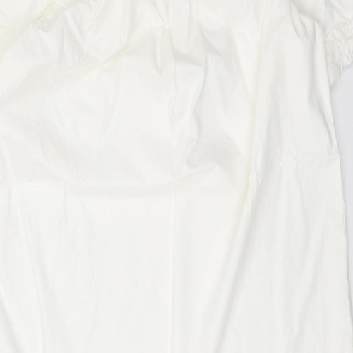 Primark Womens White 100% Cotton A-Line Size 12 Square Neck Pullover
