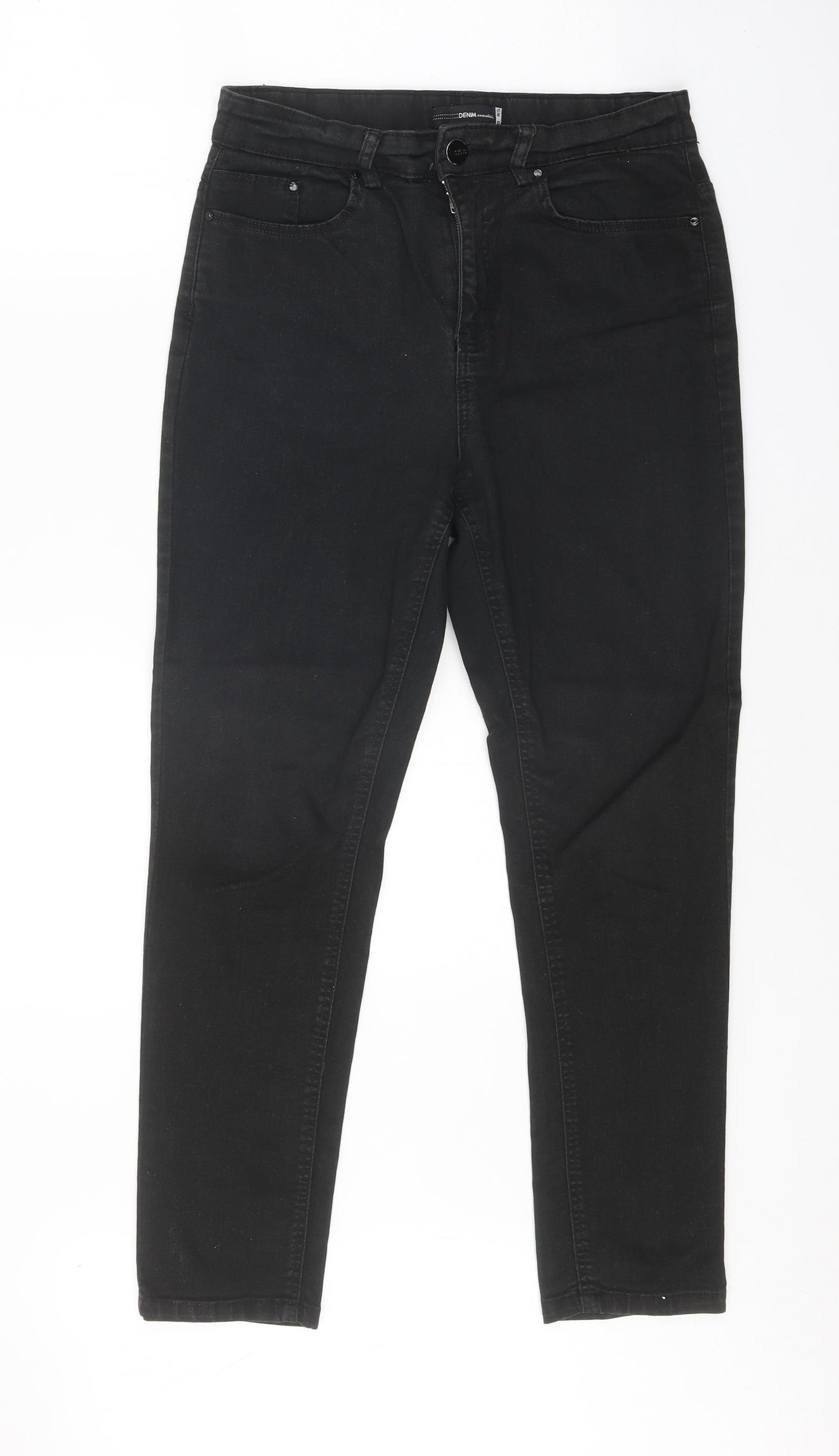 Denim Essentials Womens Black Cotton Skinny Jeans Size 10 Regular Zip