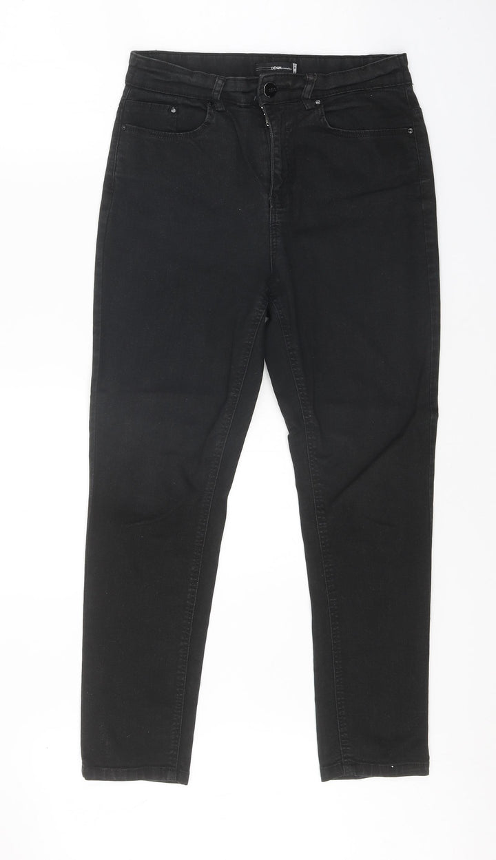 Denim Essentials Womens Black Cotton Skinny Jeans Size 10 Regular Zip
