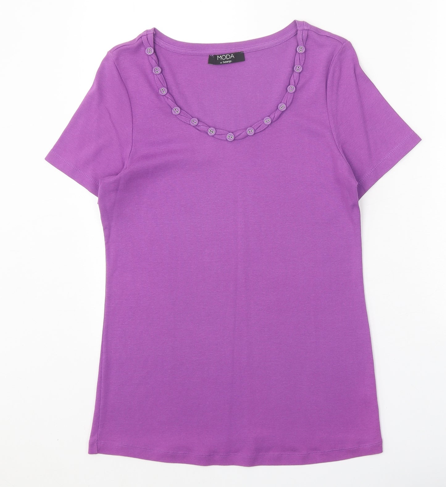 George Womens Purple 100% Cotton Basic T-Shirt Size 16 Scoop Neck