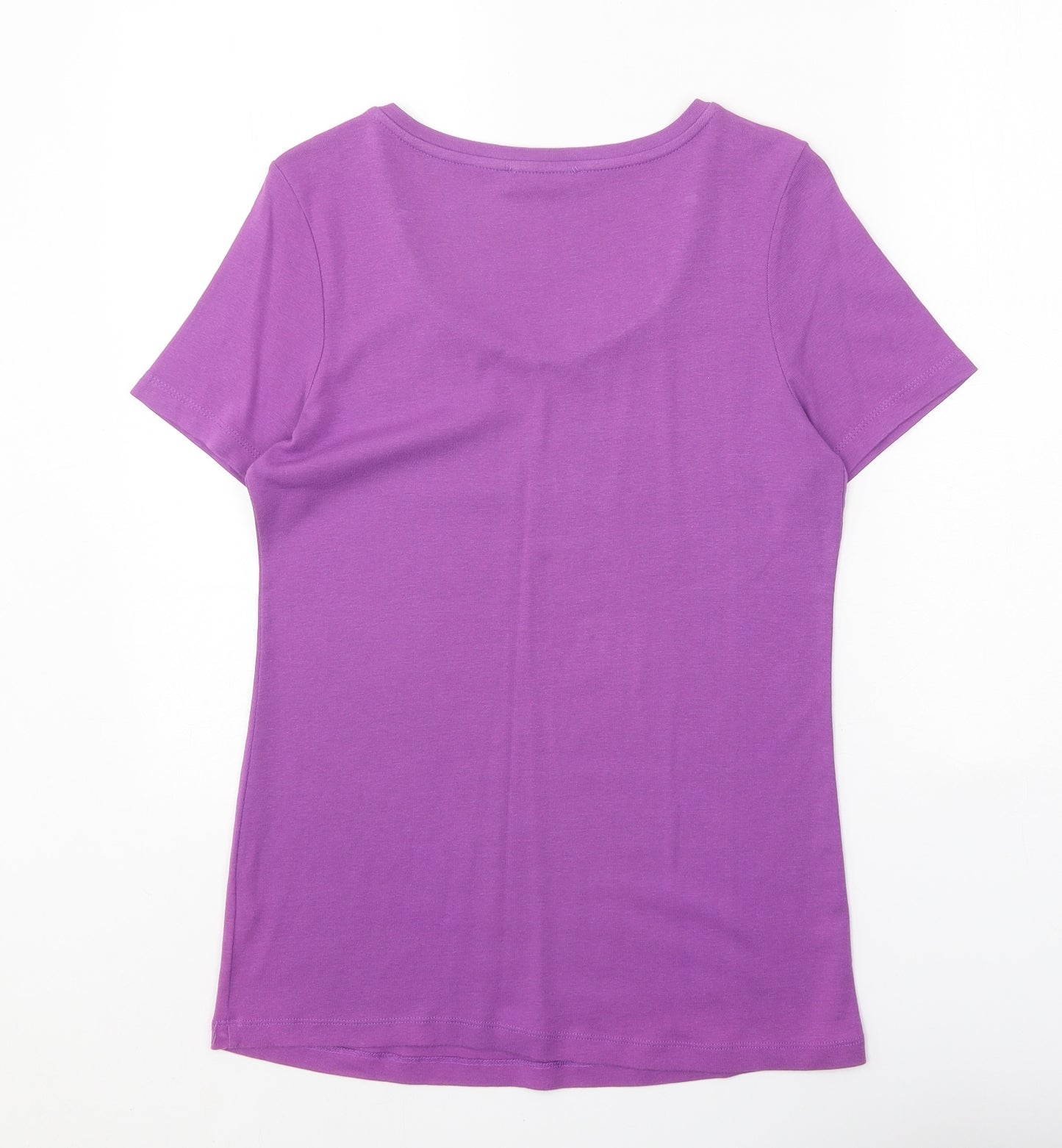 George Womens Purple 100% Cotton Basic T-Shirt Size 16 Scoop Neck