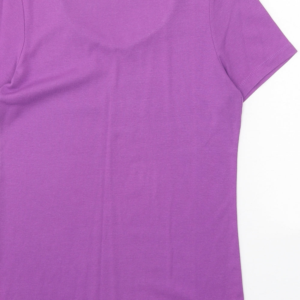 George Womens Purple 100% Cotton Basic T-Shirt Size 16 Scoop Neck