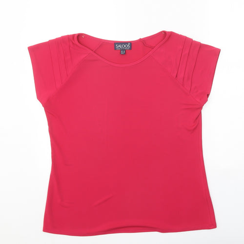 Saloos Womens Pink Polyester Basic T-Shirt Size 16 Boat Neck
