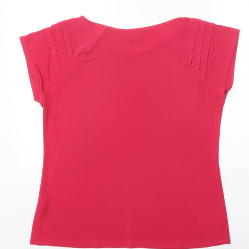 Saloos Womens Pink Polyester Basic T-Shirt Size 16 Boat Neck