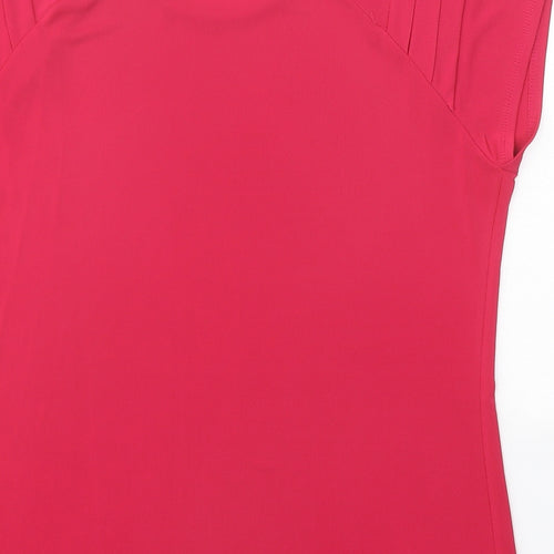Saloos Womens Pink Polyester Basic T-Shirt Size 16 Boat Neck