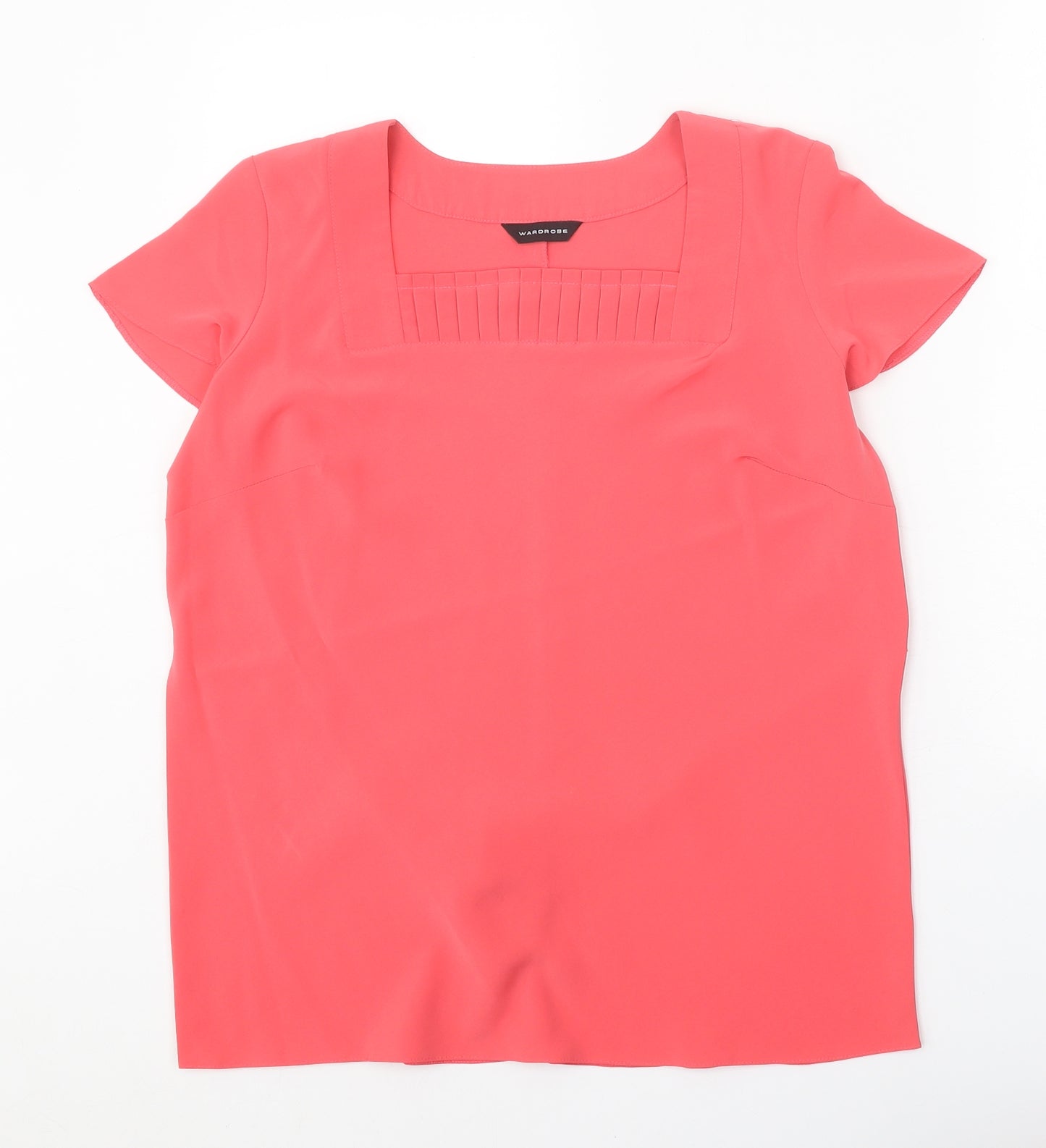 Wardrobe Womens Pink Polyester Basic T-Shirt Size 14 Square Neck