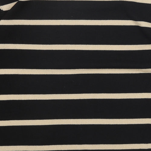 Julipa Womens Black Square Neck Striped Acrylic Pullover Jumper Size 12