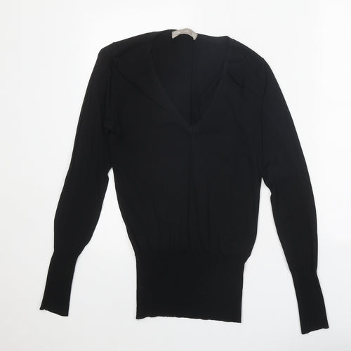 Zara Womens Black Viscose Basic Blouse Size S V-Neck