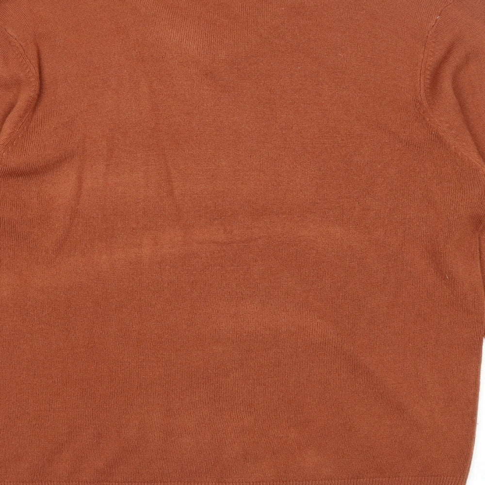 Peacocks Mens Brown V-Neck Acrylic Pullover Jumper Size L Long Sleeve