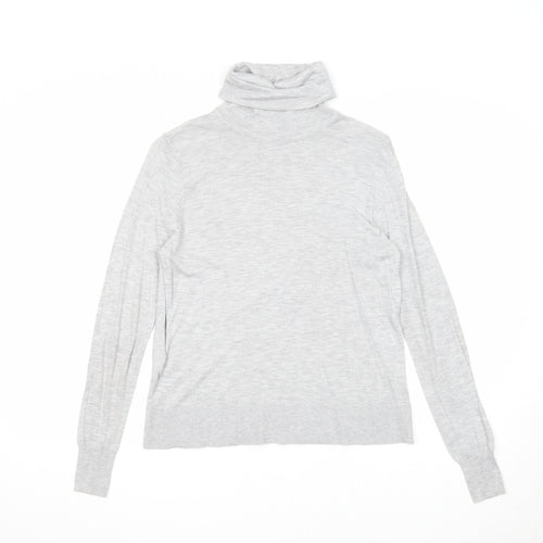 Zara Womens Grey Roll Neck Modal Pullover Jumper Size M