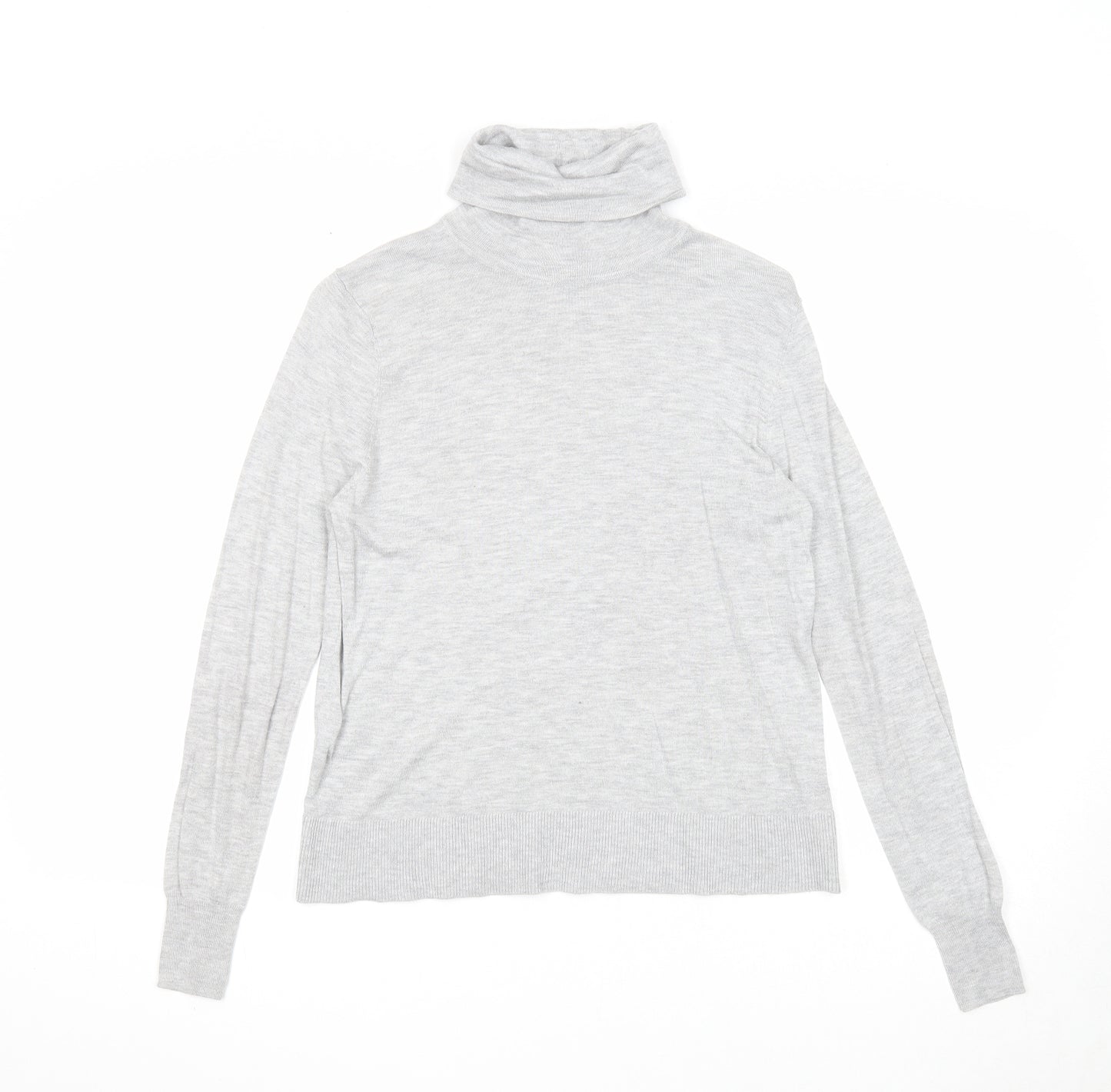 Zara Womens Grey Roll Neck Modal Pullover Jumper Size M
