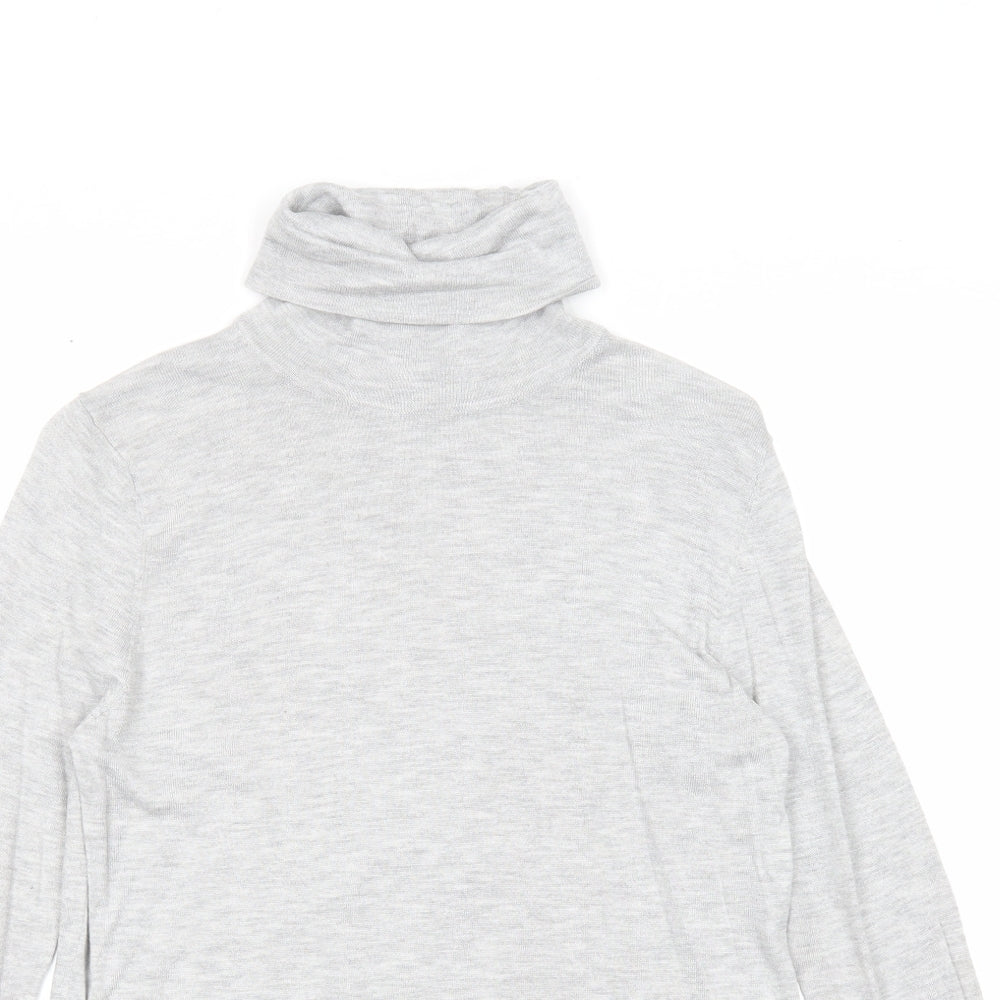 Zara Womens Grey Roll Neck Modal Pullover Jumper Size M