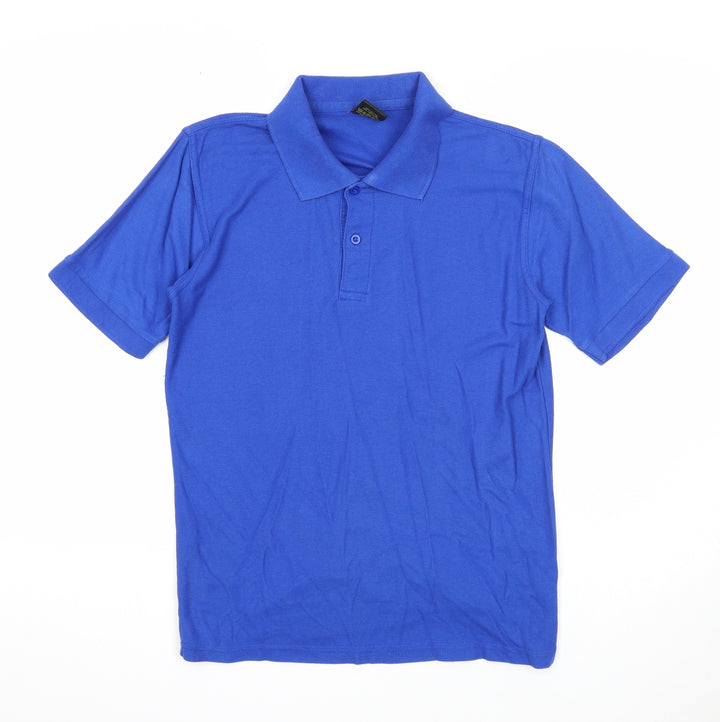 Stars & Stripes Womens Blue Cotton Basic Button-Up Size S Collared