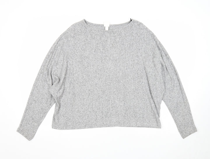 H&M Womens Grey Scoop Neck Viscose Pullover Jumper Size L