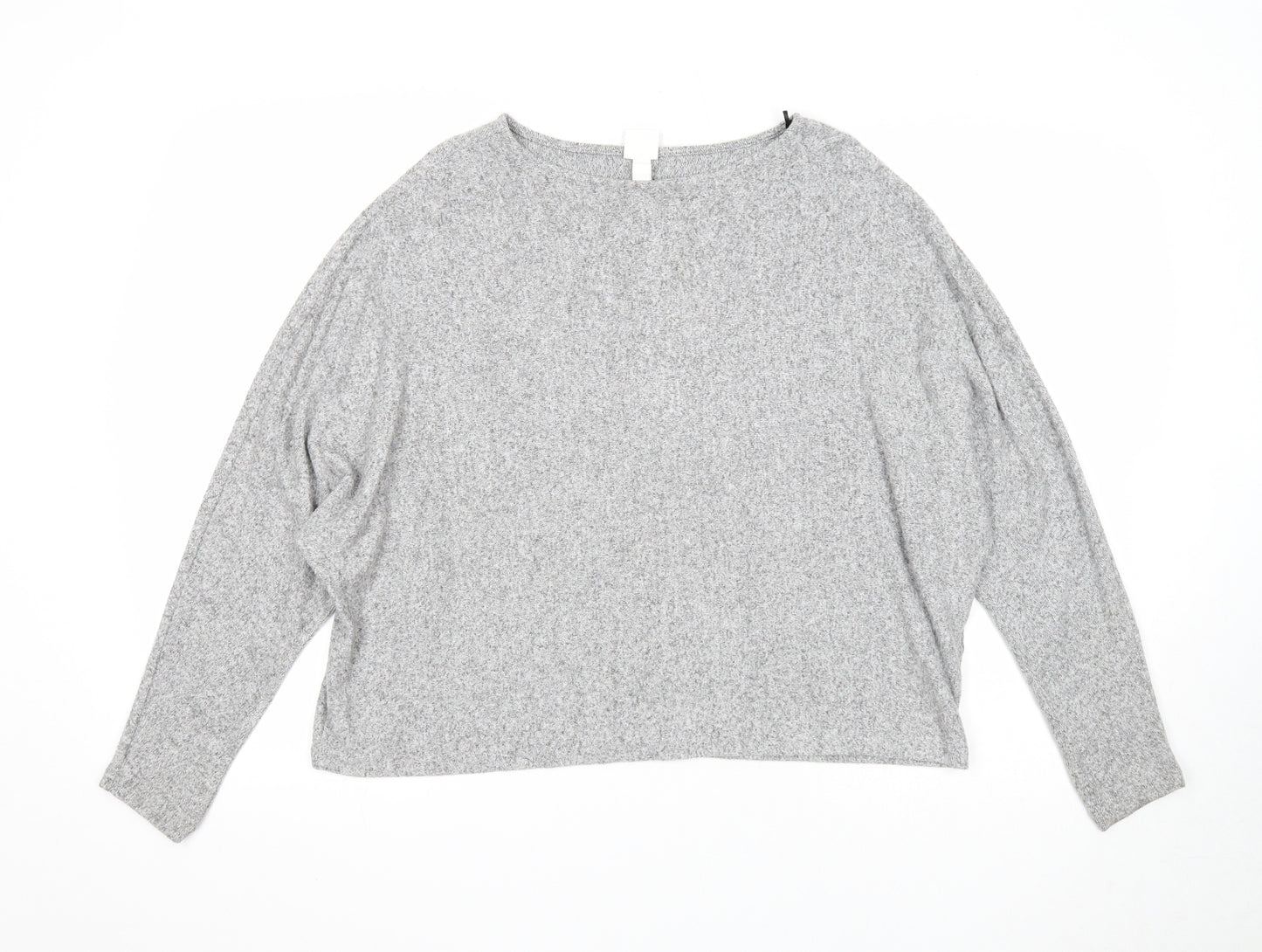 H&M Womens Grey Scoop Neck Viscose Pullover Jumper Size L