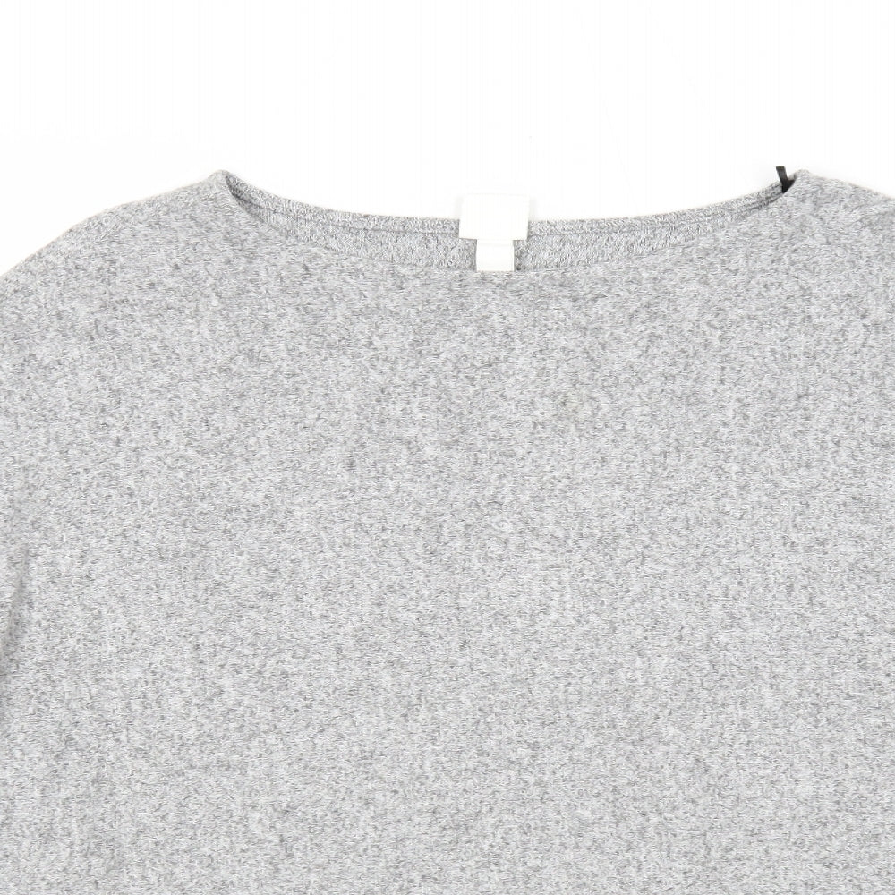 H&M Womens Grey Scoop Neck Viscose Pullover Jumper Size L