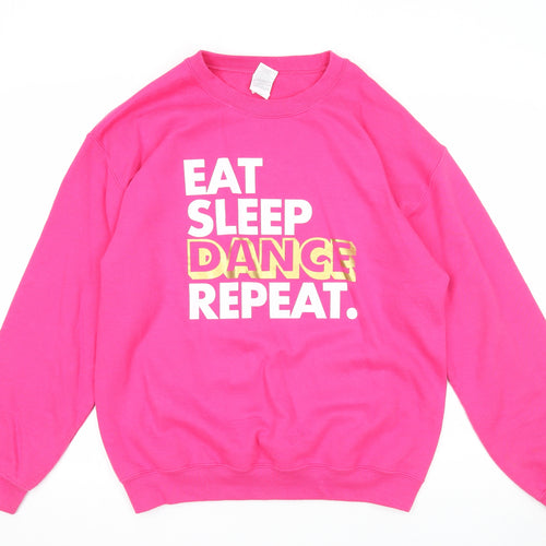 Gildan Womens Pink Cotton Pullover Sweatshirt Size M Pullover - Eat Sleep Dance Repeat.