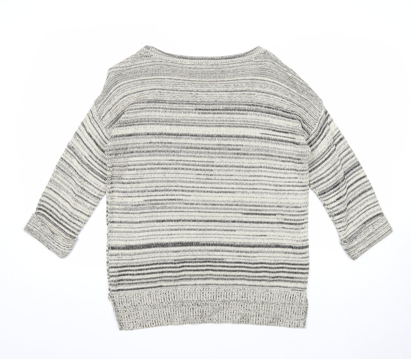 Wallis Womens Beige Scoop Neck Striped Acrylic Pullover Jumper Size S