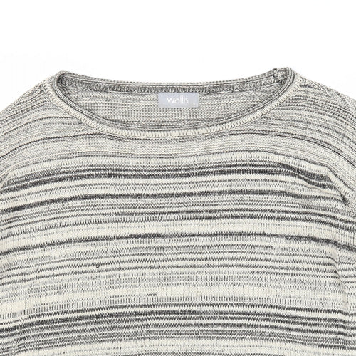 Wallis Womens Beige Scoop Neck Striped Acrylic Pullover Jumper Size S